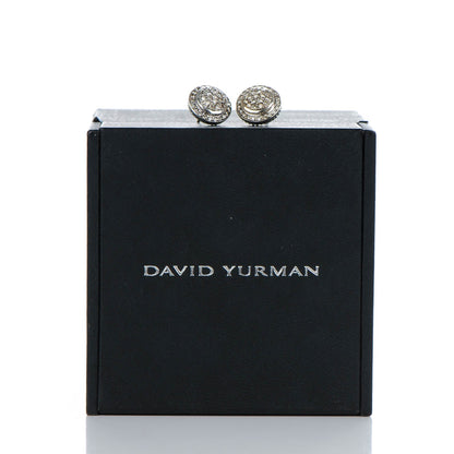 David Yurman Sterling Silver Pave Diamond 8mm Cerise Earrings 5 of 5