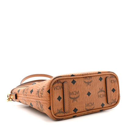 MCM Visetos Mini Anya Top Zip Shopper Tote Cognac 4 of 9