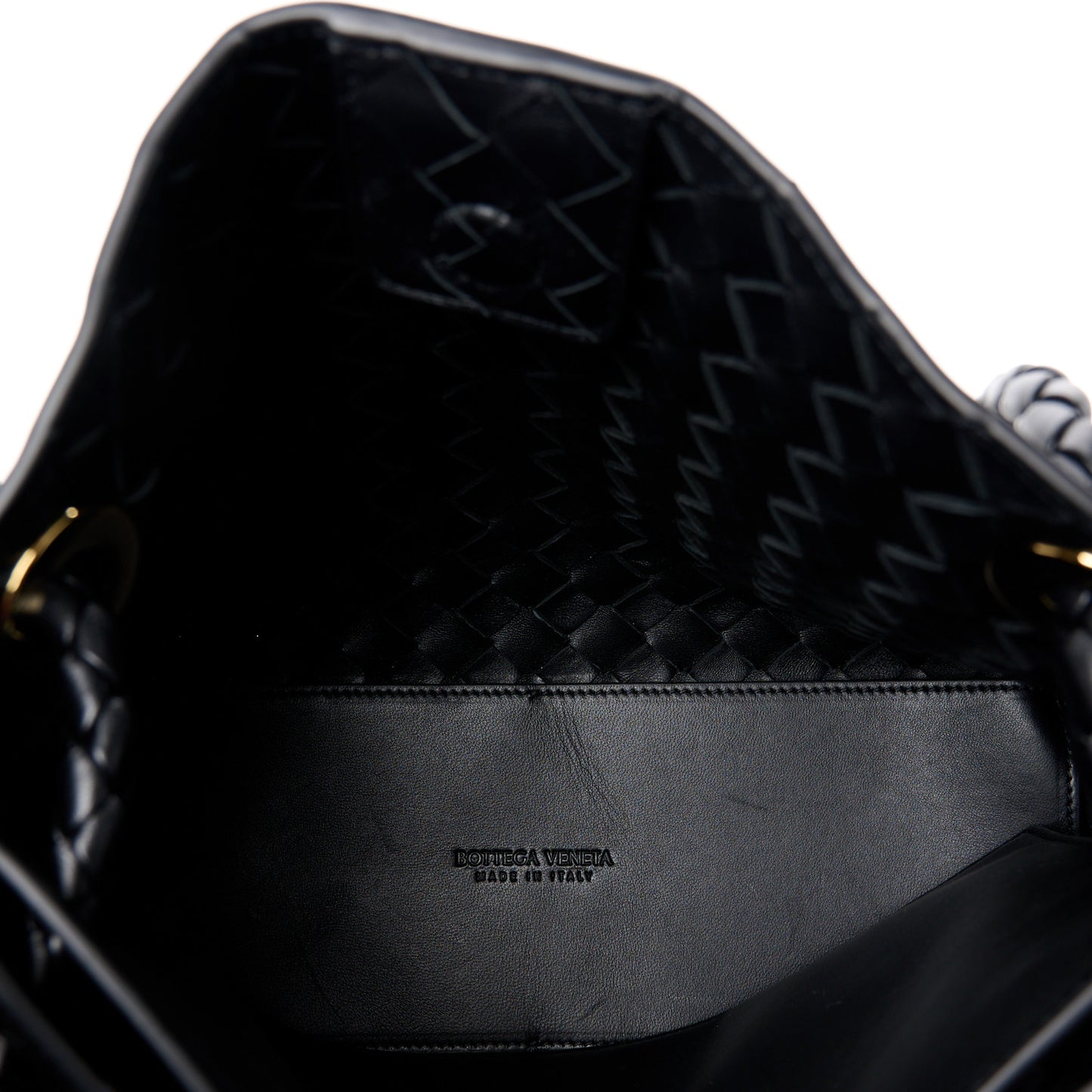 Nappa Intrecciato Medium Andiamo Shoulder Bag Black