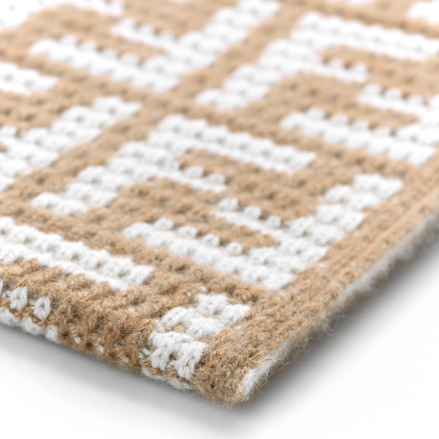 Fabric Calfskin FF Woven Large Flat Pouch Cammello