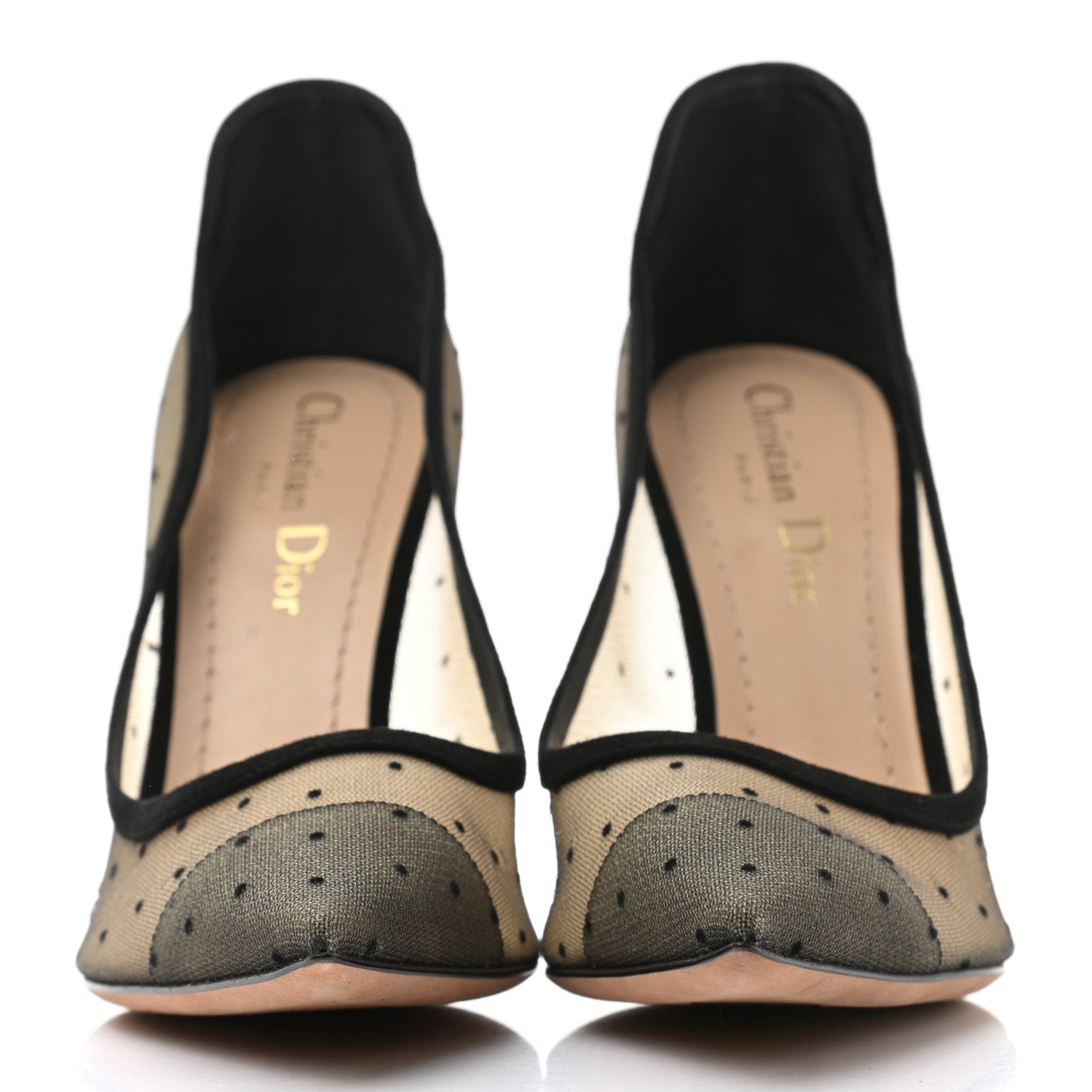 Christian Dior Mesh Plumetis Tulle D-Moi Pumps 37.5 Black 2 of 7