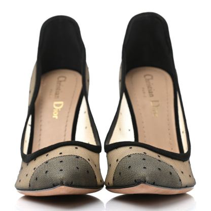 Christian Dior Mesh Plumetis Tulle D-Moi Pumps 37.5 Black 2 of 7