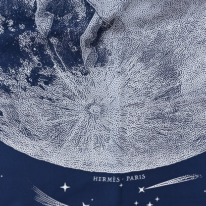 Hermes Silk Clair De Lune Double Face Scarf 90 Marine White Beige 2 of 4