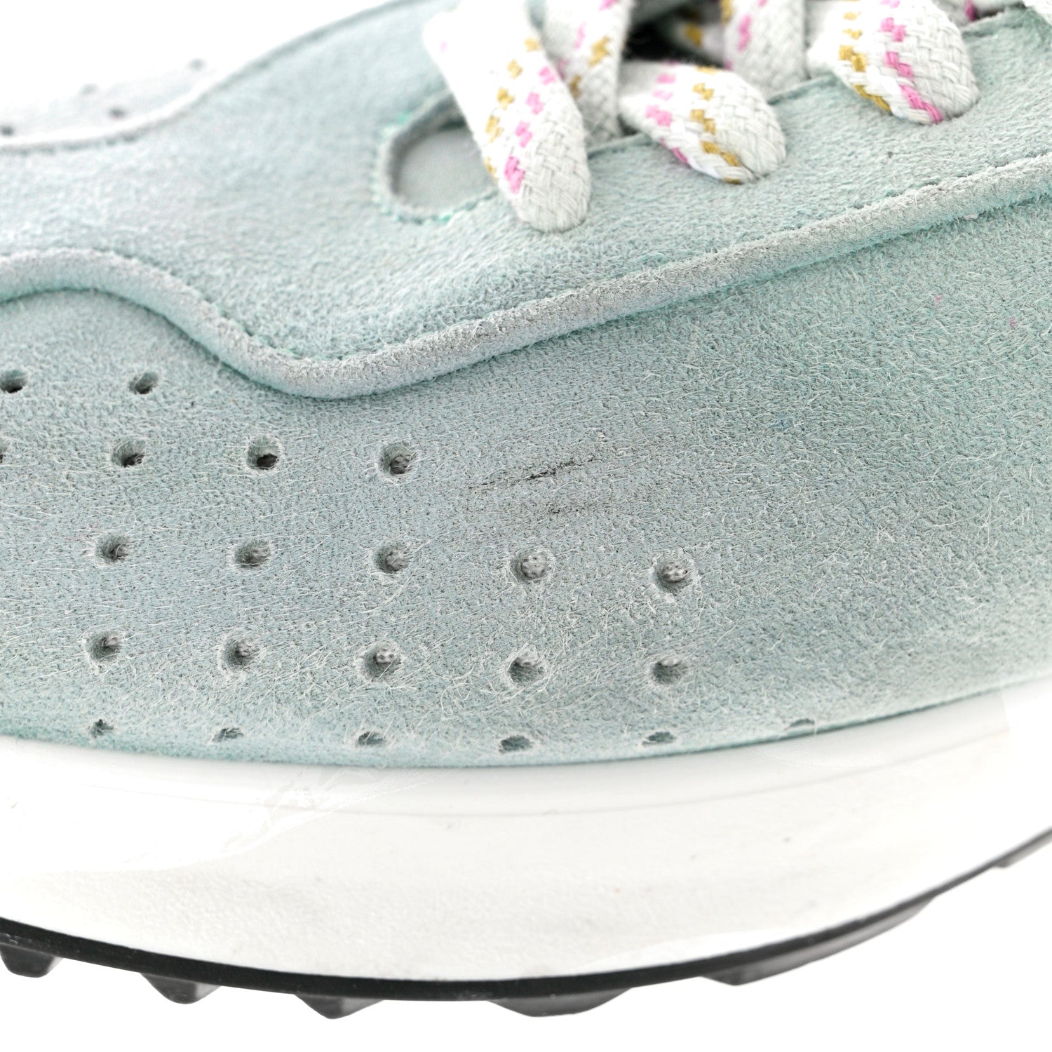 Chanel Fabric Suede Kidskin CC Sneakers 41 Light Turquoise Fuchsia Yellow 10 of 10