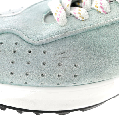 Chanel Fabric Suede Kidskin CC Sneakers 41 Light Turquoise Fuchsia Yellow 10 of 10