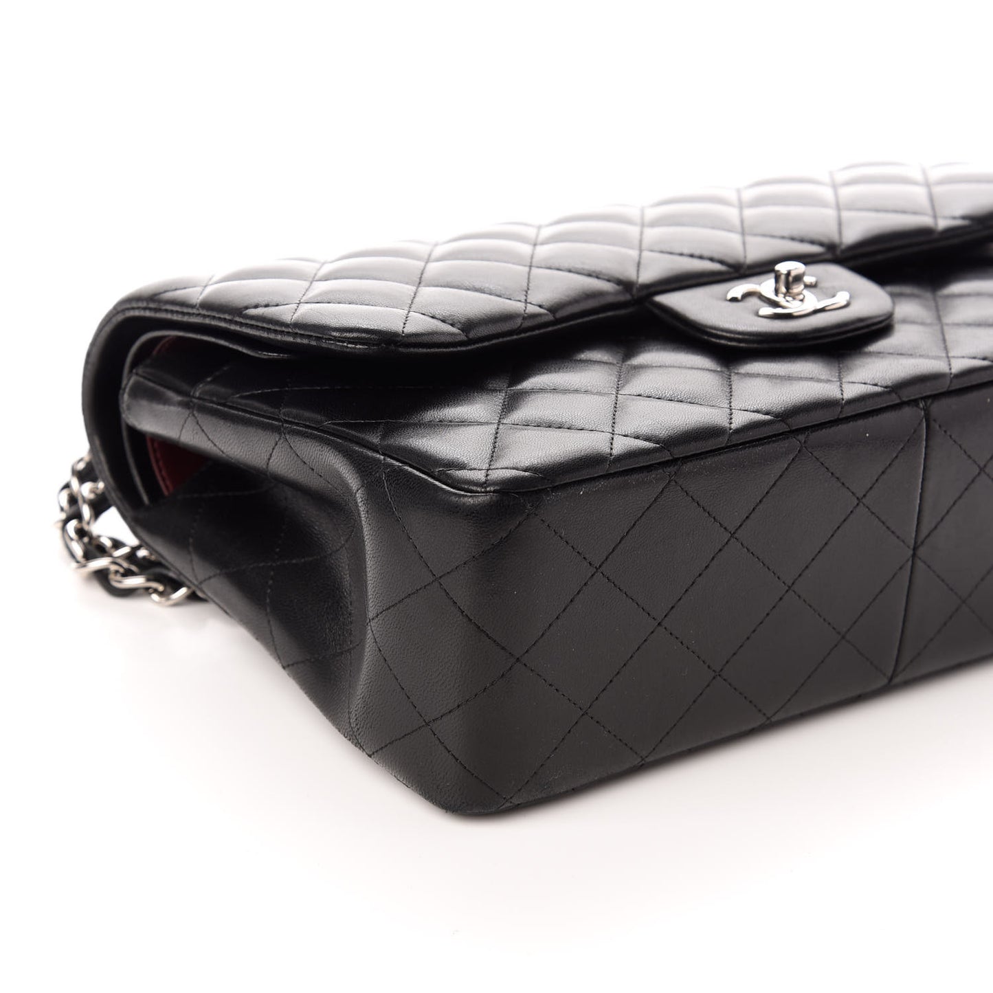 Lambskin Quilted Jumbo Double Flap Black
