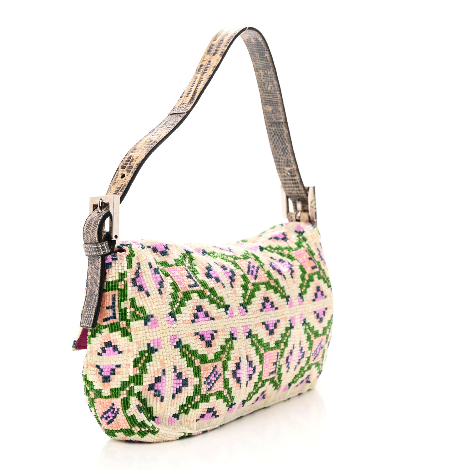 Fendi Lizard Beaded Crystal Baguette Multicolor 3 of 10