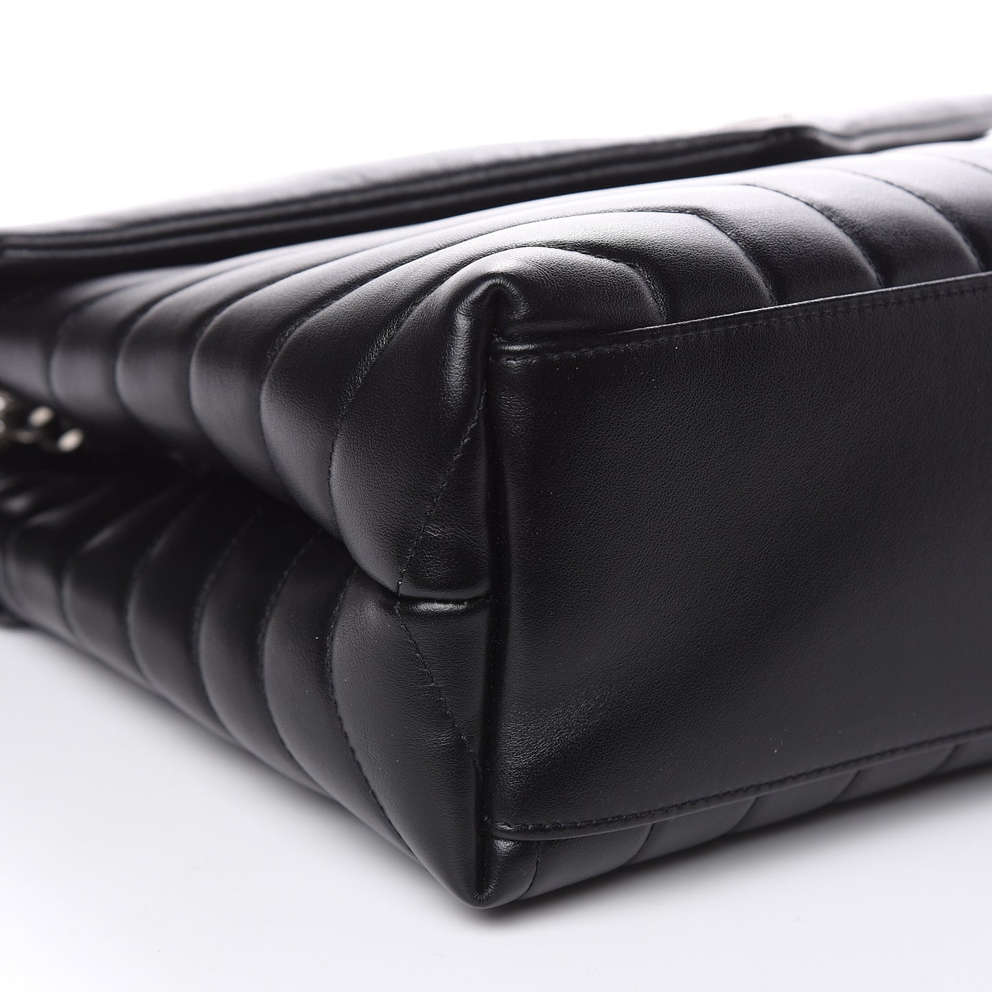 Calfskin Y Quilted Monogram Medium Loulou Chain Satchel Black