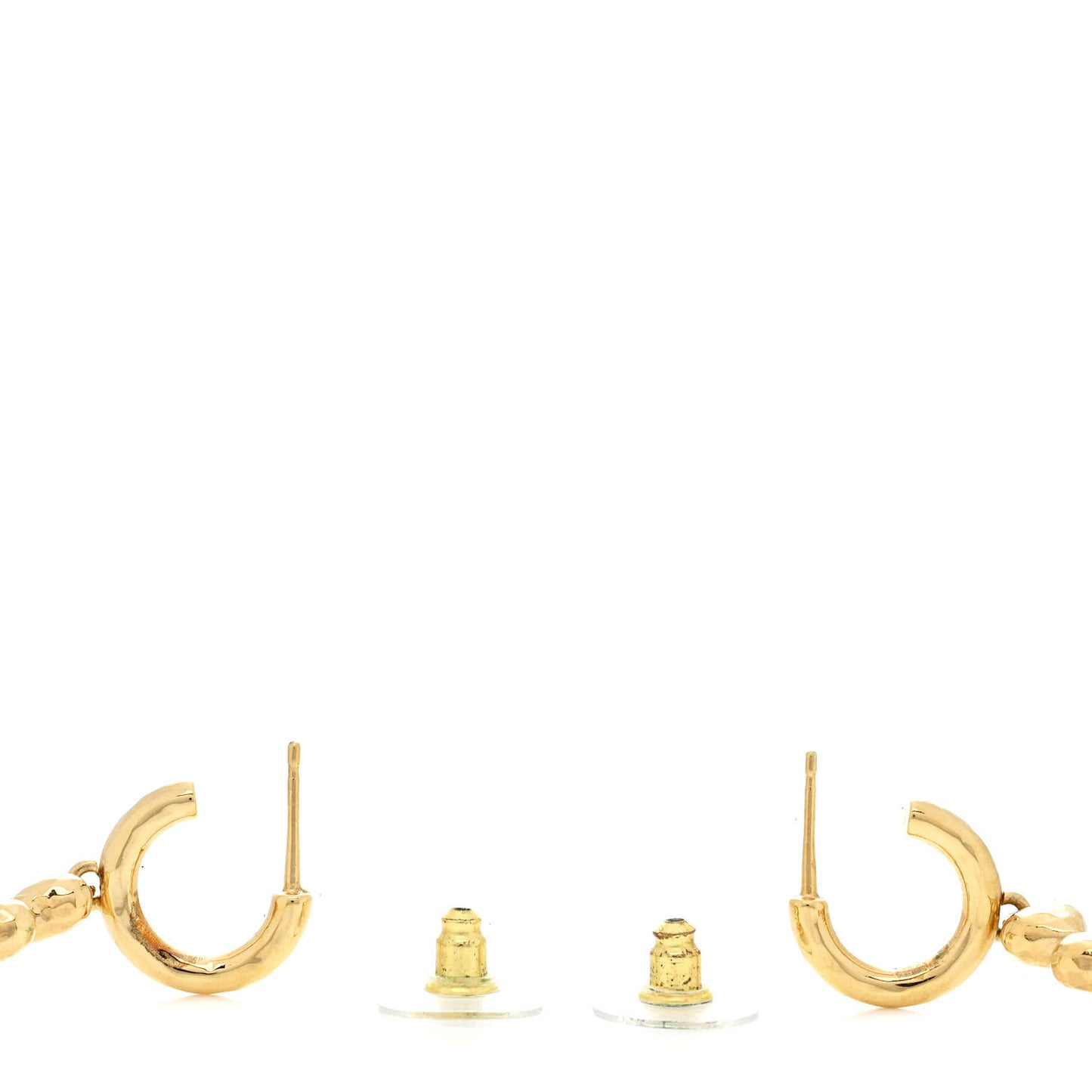 Metal Crystal CC Heart Hoop Long Drop Earrings Gold