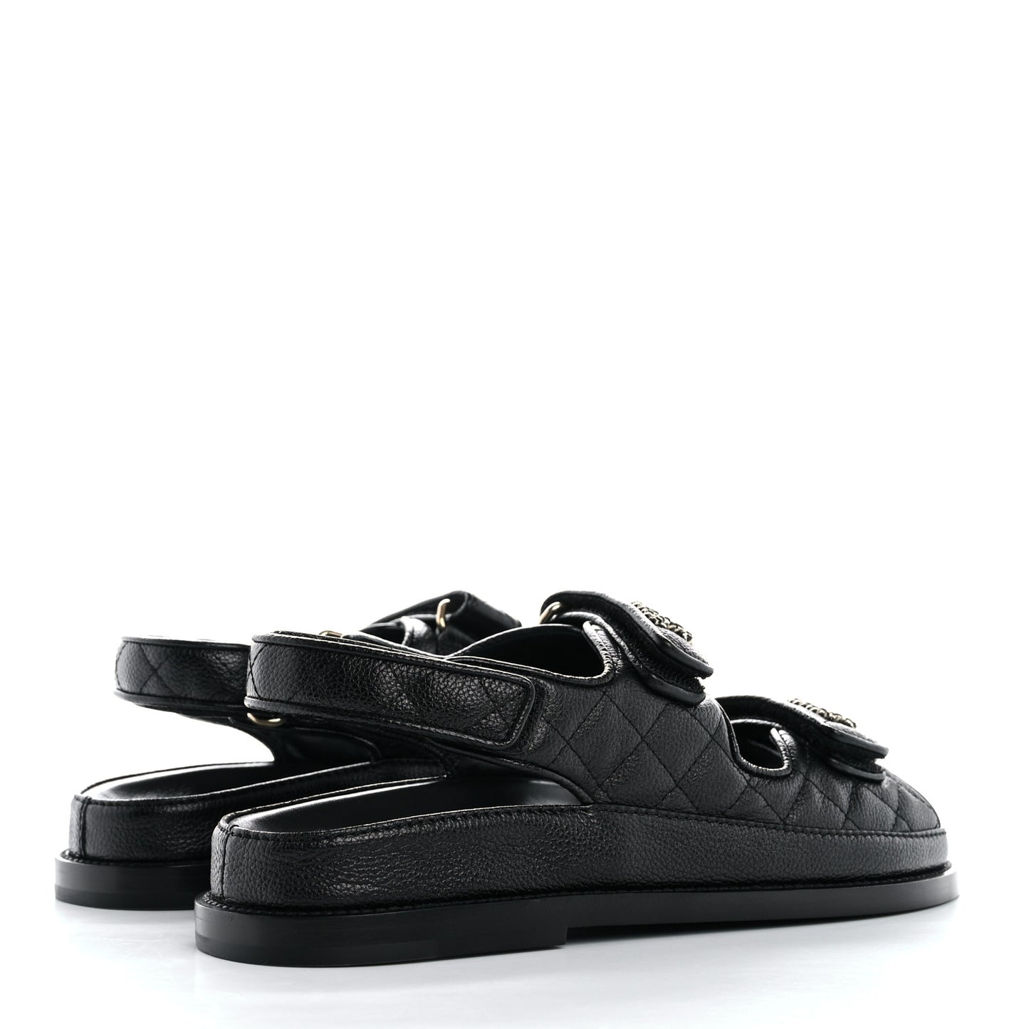 Grained Calfskin Velcro Dad Sandals 37.5 Black
