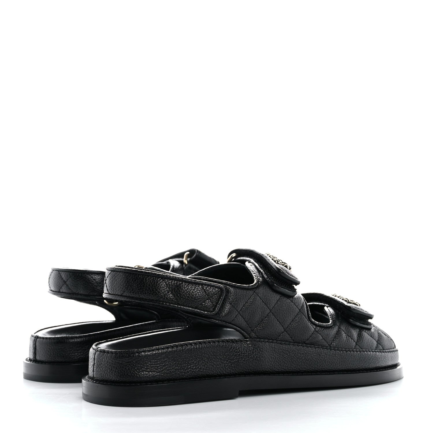 Chanel Grained Calfskin Velcro Dad Sandals 37.5 Black 5 of 10