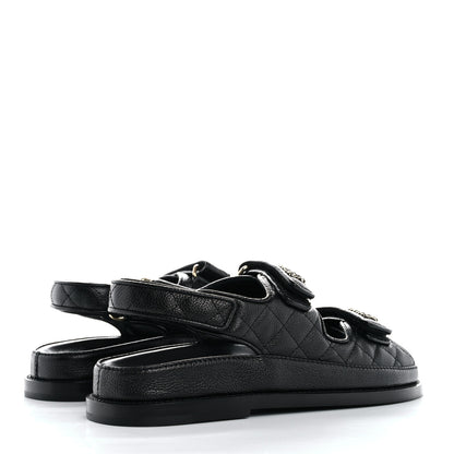 Chanel Grained Calfskin Velcro Dad Sandals 37.5 Black 5 of 10