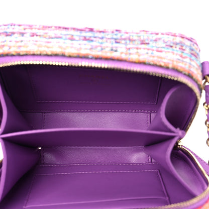 Chanel Tweed Lambskin CC Filigree Vanity Clutch With Chain Purple Multicolor 5 of 9