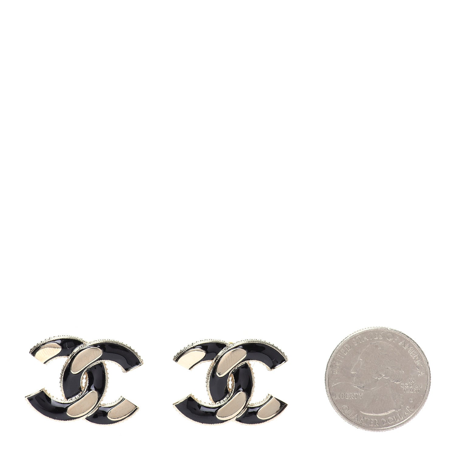 Chanel Enamel CC Earrings Black Gold 2 of 5
