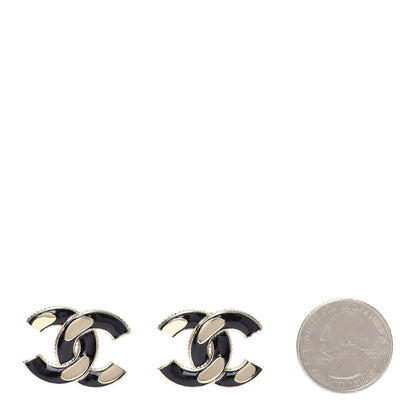 Chanel Enamel CC Earrings Black Gold 2 of 5