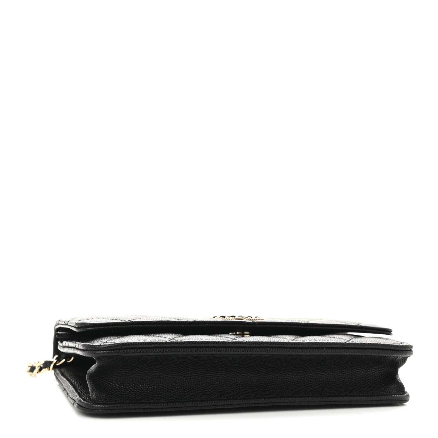 Caviar Quilted Crystal CC Wallet On Chain WOC Black