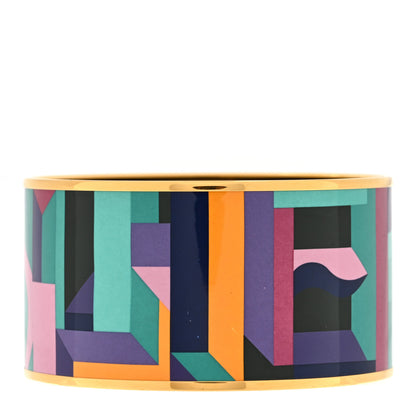 Hermes Enamel Printed Extra Wide Perspective Cavaliere Bracelet 70 2 of 3