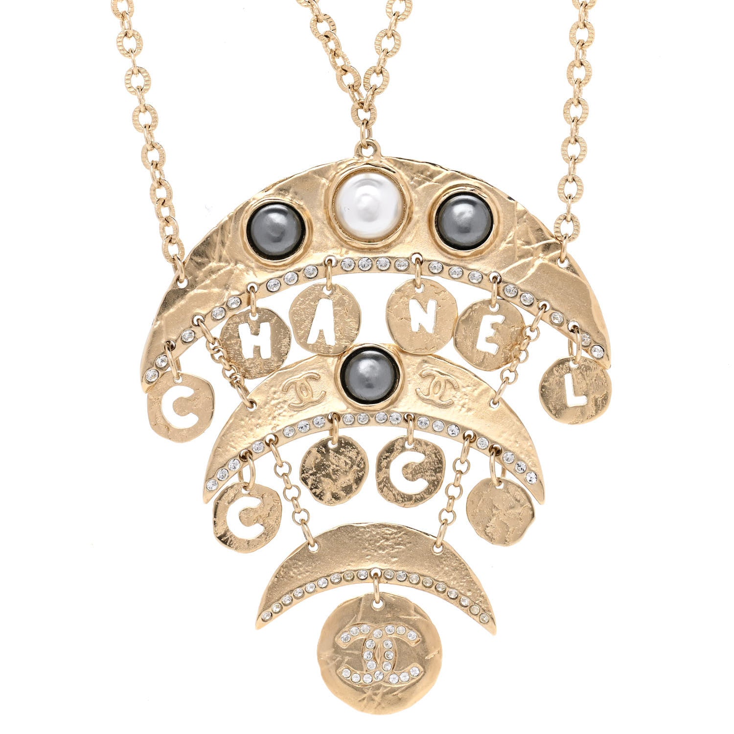 Chanel Crystal CC Pearl Drop Pendant Necklace 4 of 6