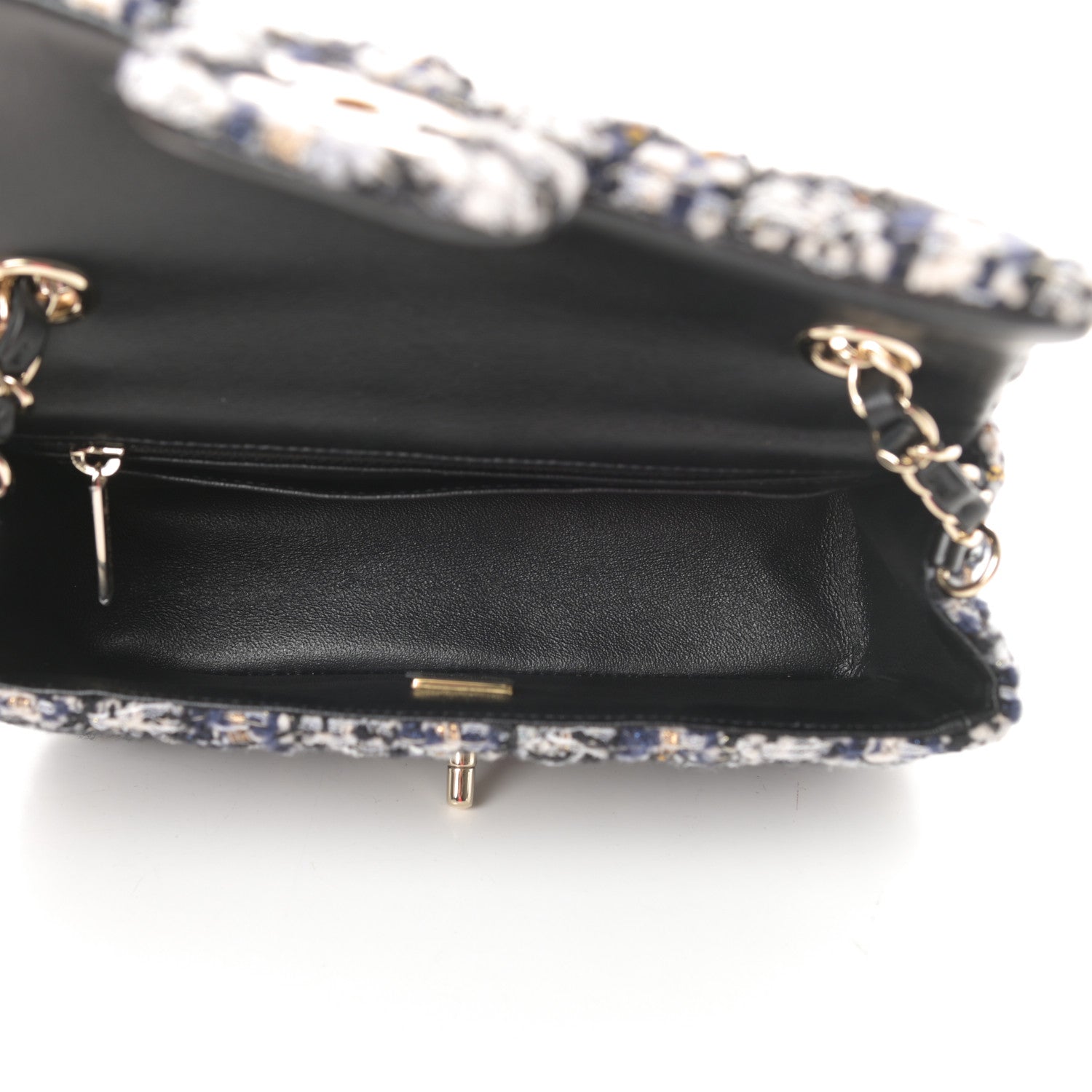 Chanel Glittered Tweed Quilted Mini Rectangular Flap Navy Blue 5 of 12