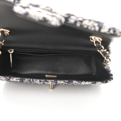 Chanel Glittered Tweed Quilted Mini Rectangular Flap Navy Blue 5 of 12