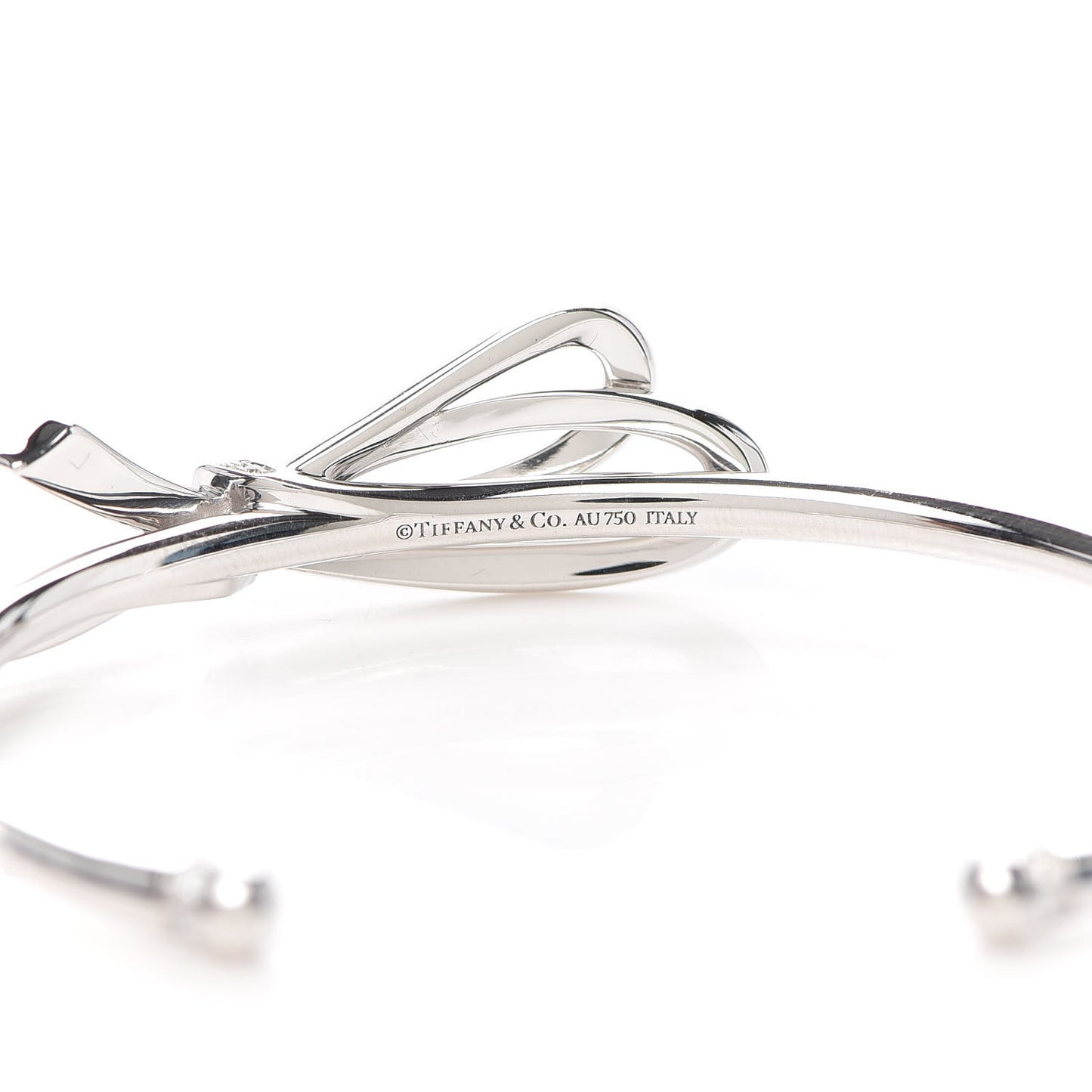 18K White Gold Diamond Medium Bow Cuff Bracelet