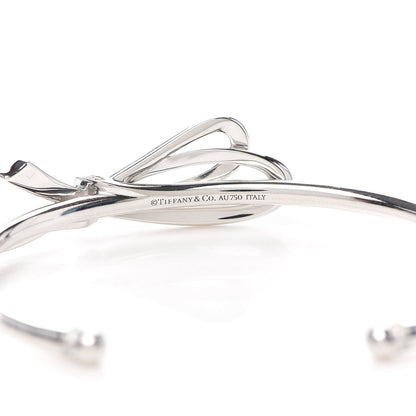 Tiffany 18K White Gold Diamond Medium Bow Cuff Bracelet 4 of 5