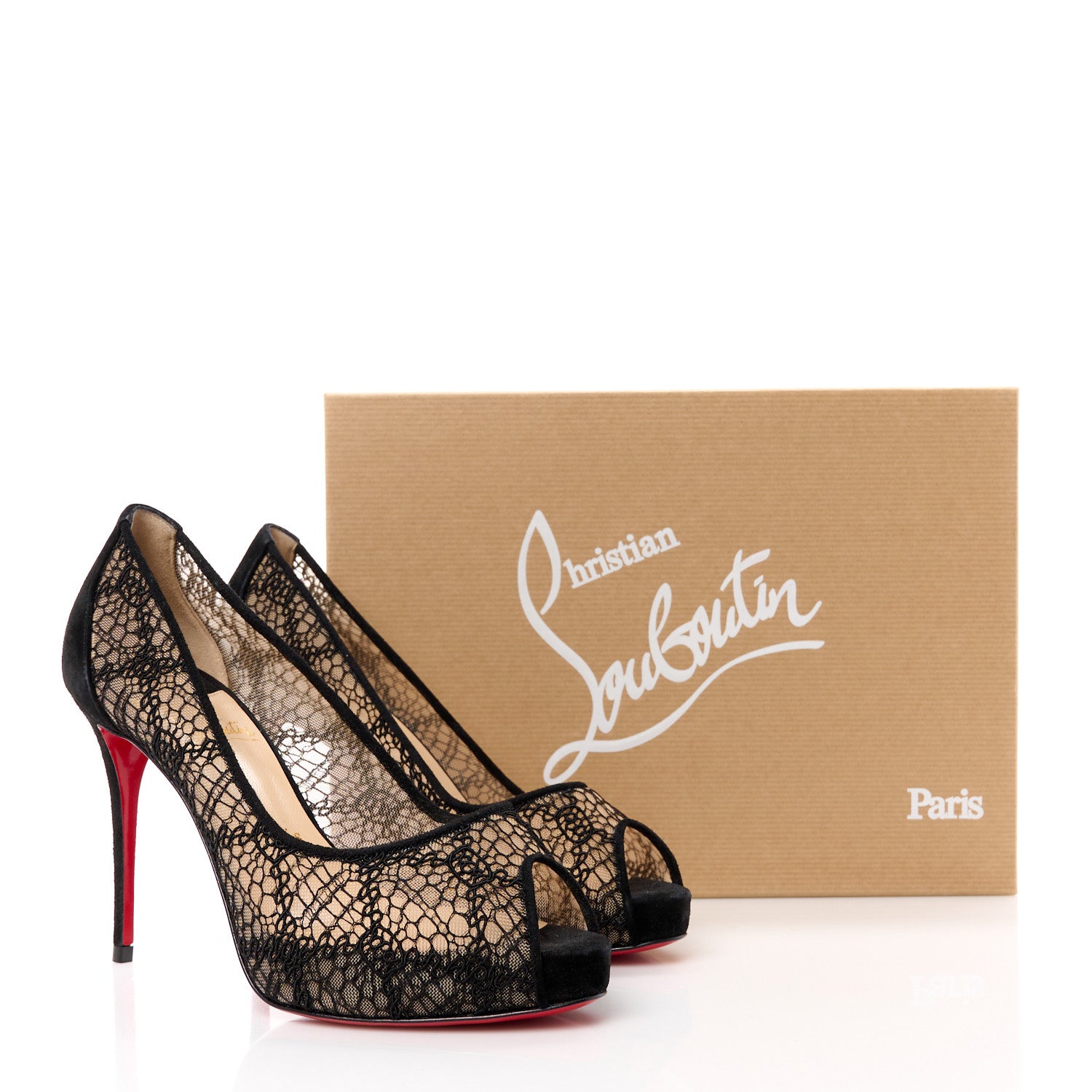 Christian Louboutin Rete Lace Veau Velours Very Lace 100 Pump 36 Black 8 of 8