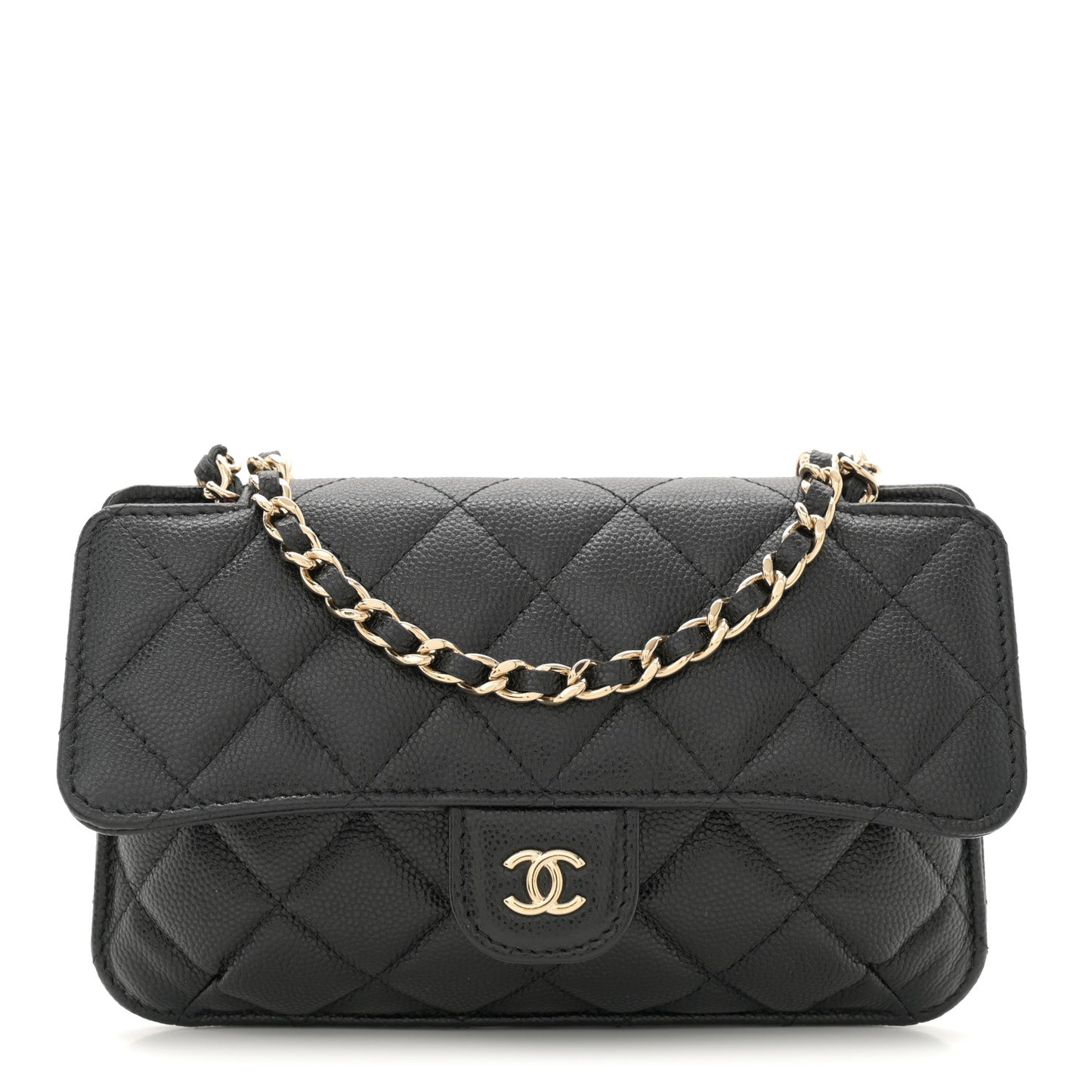 Caviar Fabric Graffiti Foldable Tote Bag With Chain Black Multicolor