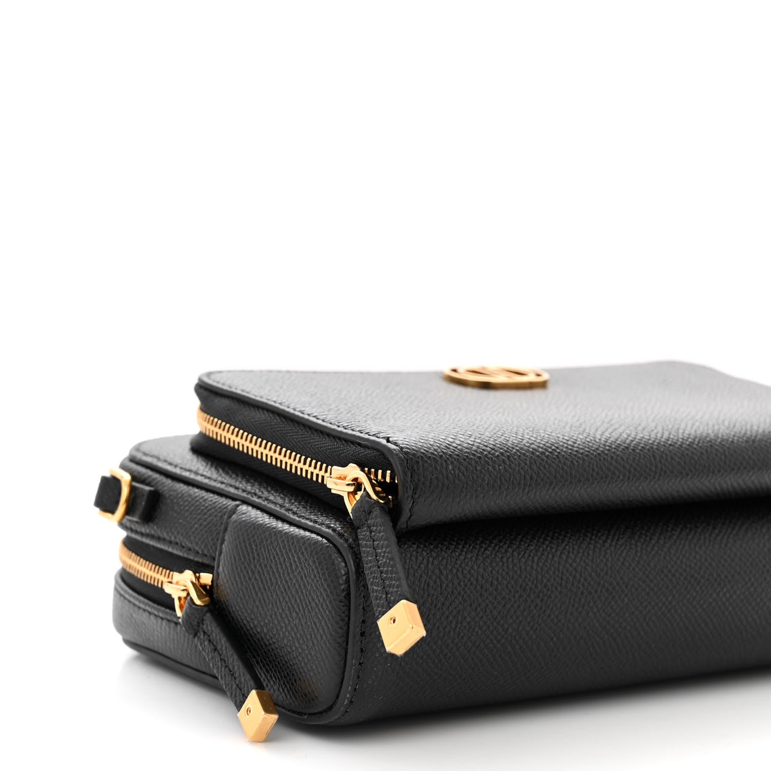 Christian Dior Grained Calfskin Caro Double Pouch Black 9 of 10