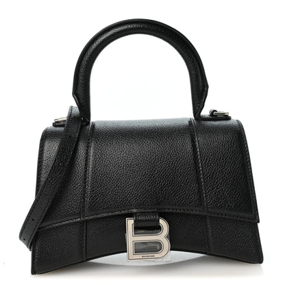 Balenciaga Grained Calfskin Hourglass Top Handle Bag XS Black 1 of 10