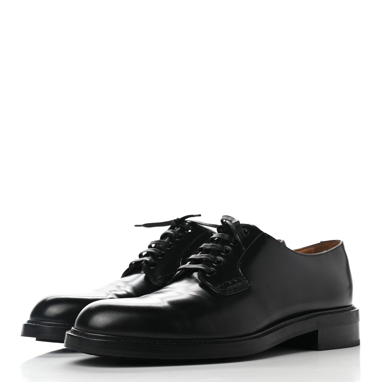 Calfskin Mens Derby Shoes 8 Black