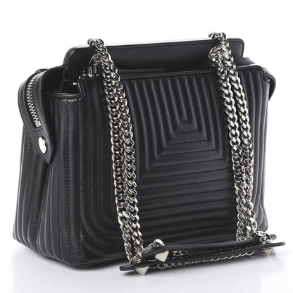 Fendi Shiny Nappa Trapuntata Chain Small DotCom Click Chain Satchel Black 2 of 9
