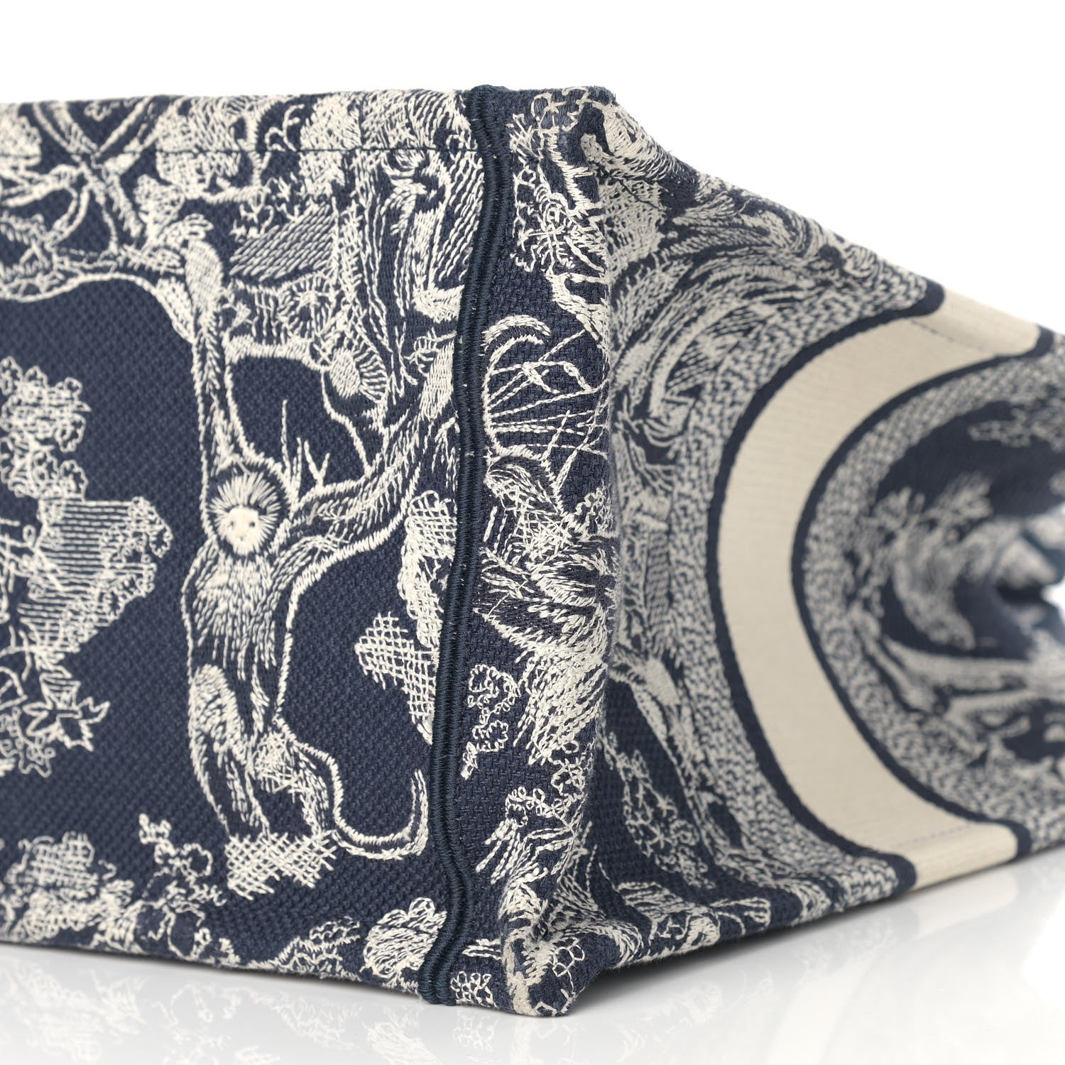 Christian Dior Canvas Embroidered Medium Dioriviera Toile De Jouy Book Tote Blue 8 of 8