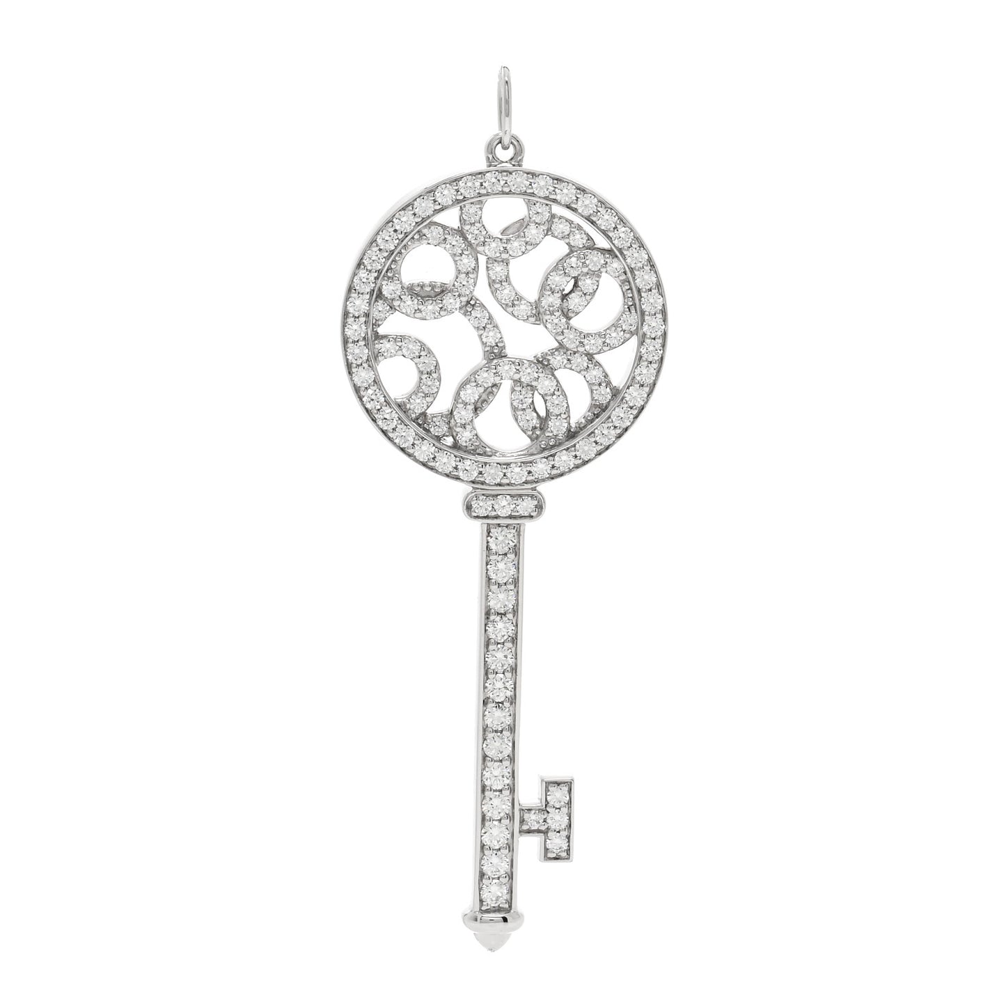 Platinum Diamond Bubbles Key Pendant