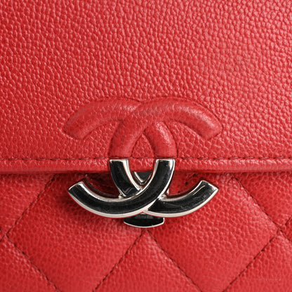 Chanel Grained Calfskin Quilted CC Box Flap Wallet Red 17 of 17
