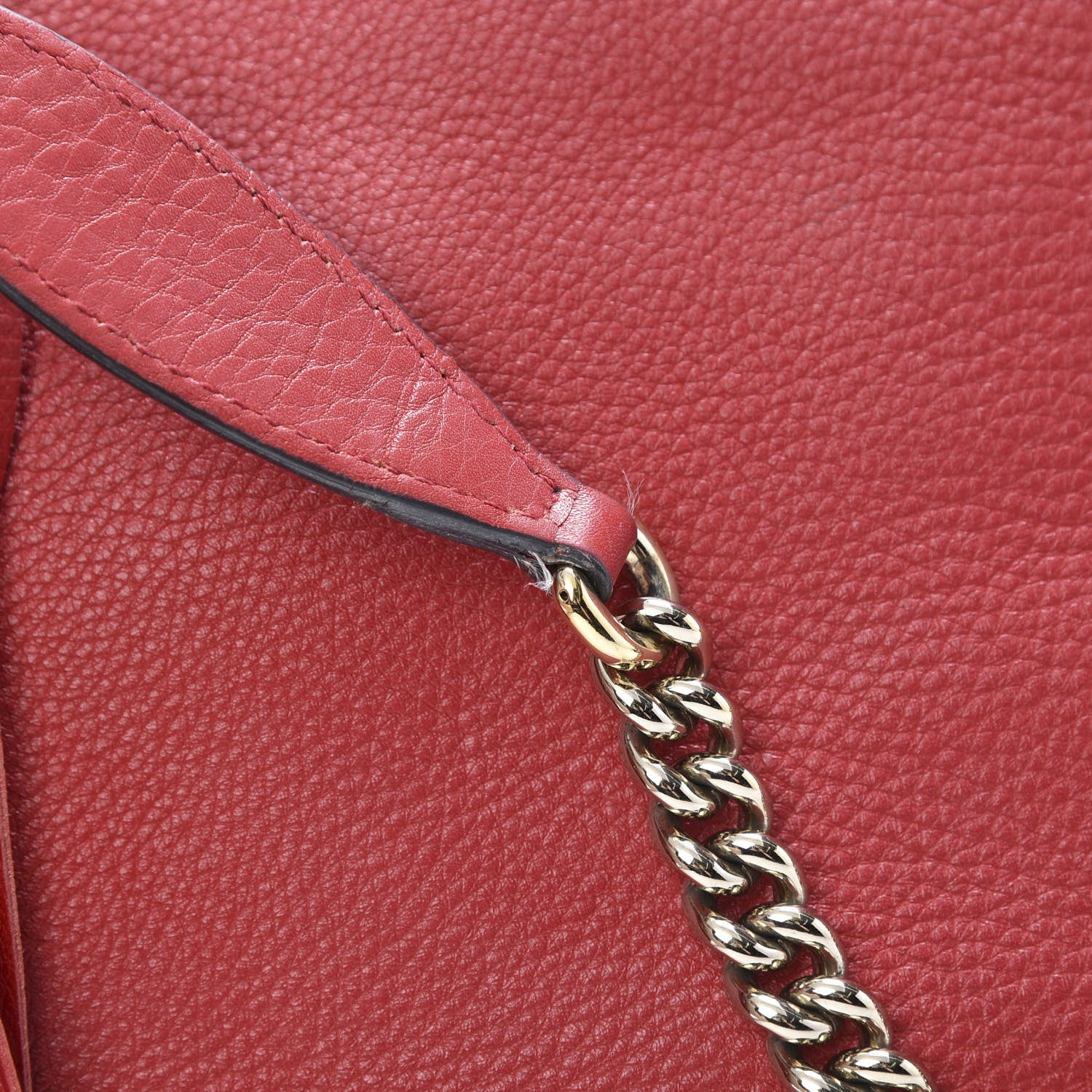 Gucci Pebbled Calfskin Medium Soho Chain Shoulder Bag Tabasco Red 17 of 17