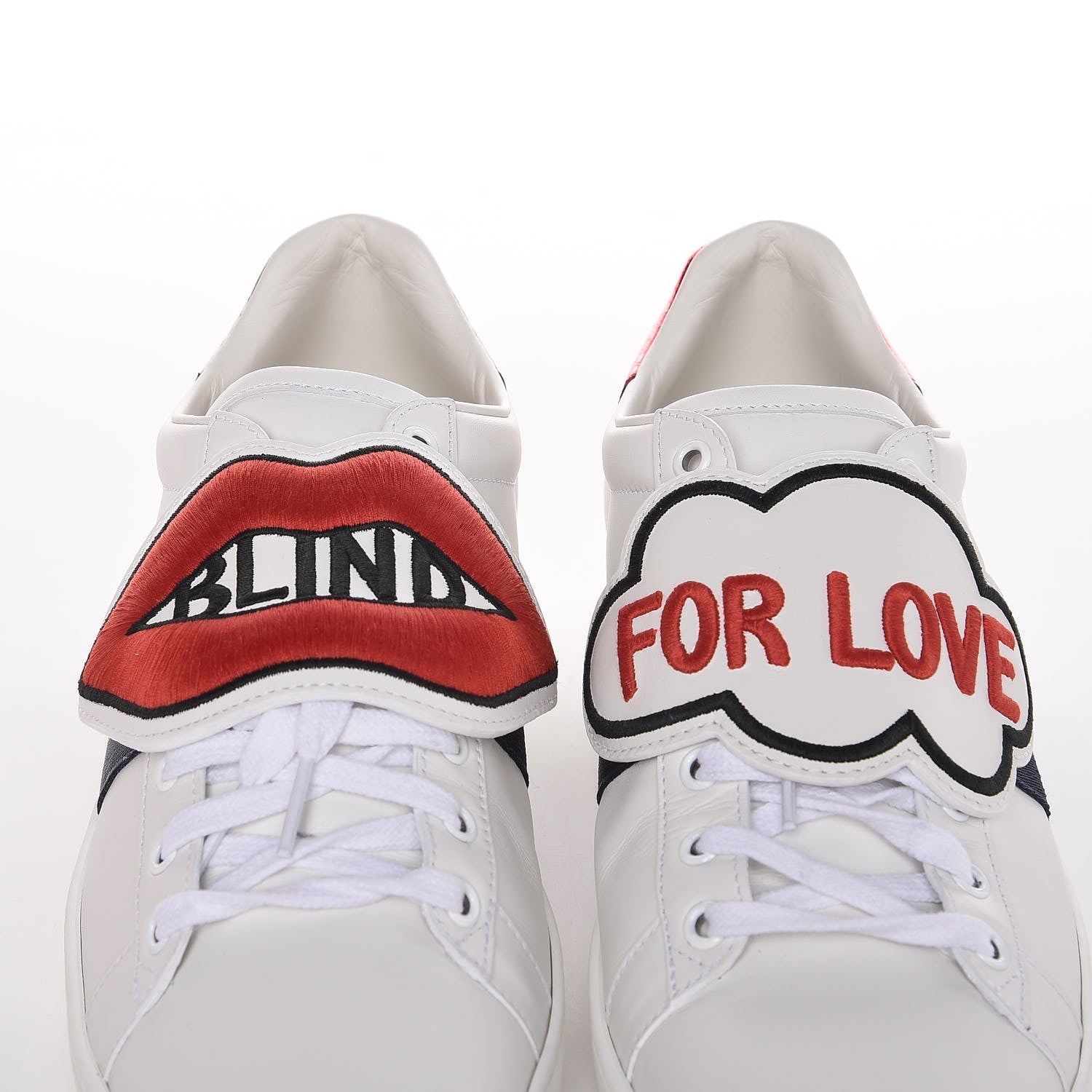 Gucci Calfskin Ayers Web Blind for Love Embroidered Ace Sneakers 40.5 White 10 of 11