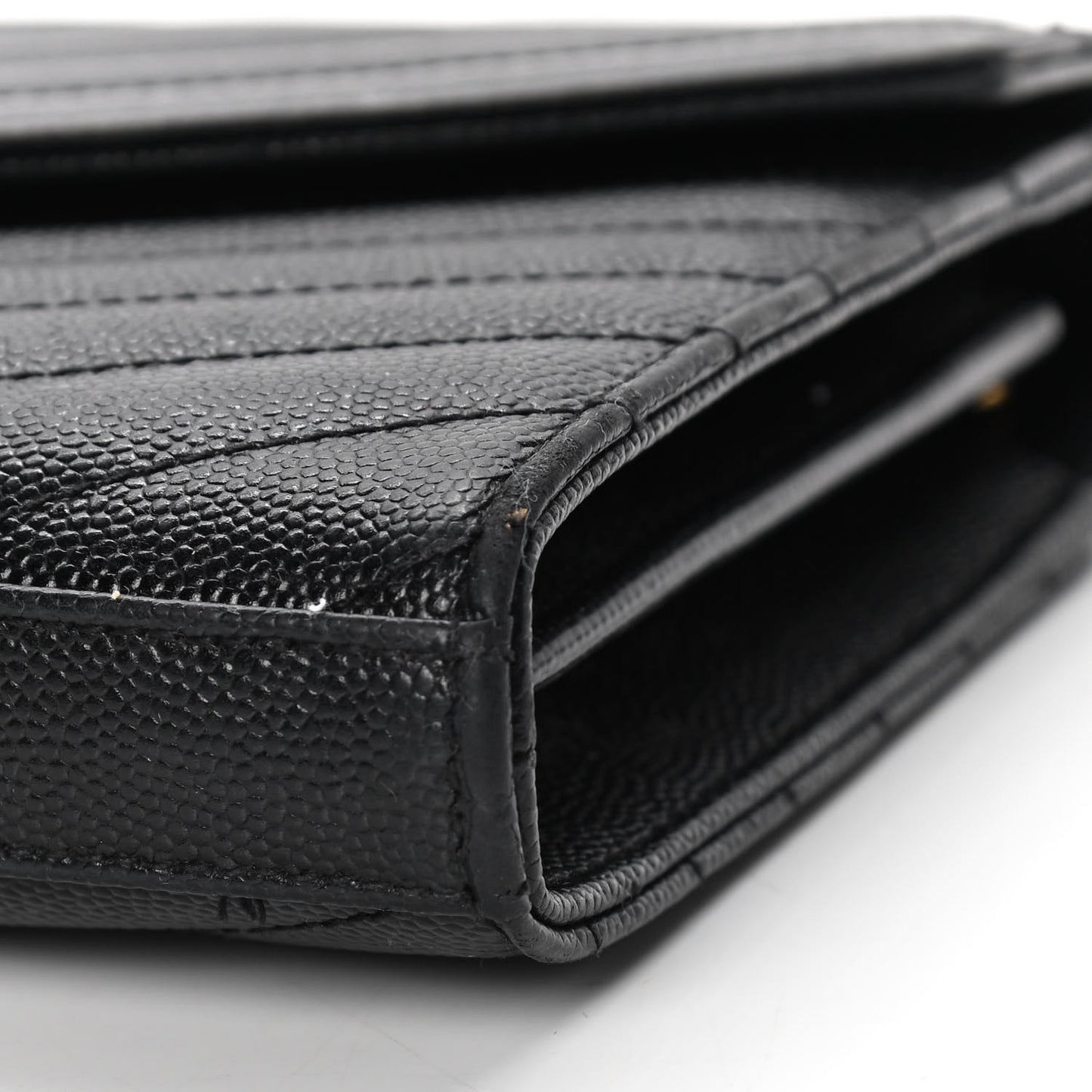 Grain De Poudre Matelasse Chevron Monogram Chain Wallet Black