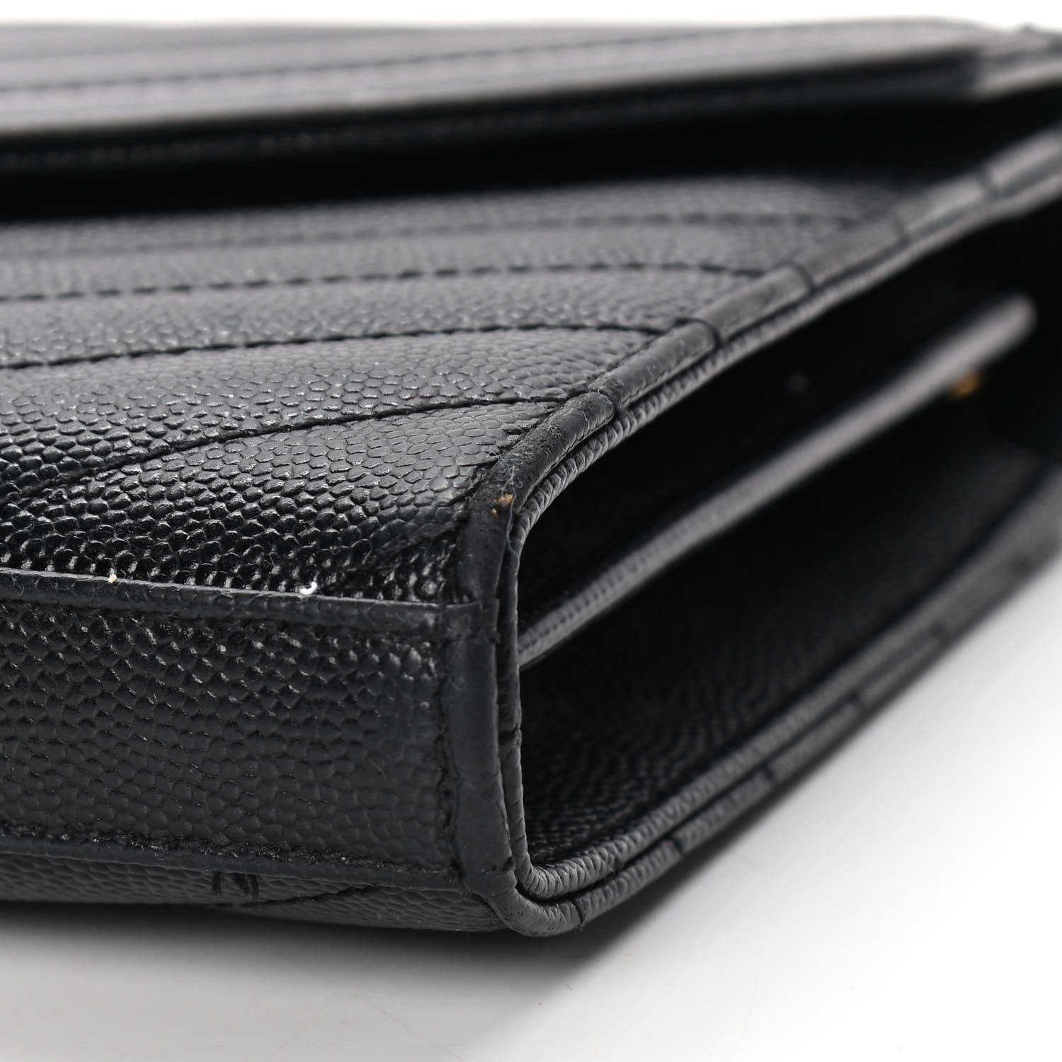 Saint Laurent Grain De Poudre Matelasse Chevron Monogram Chain Wallet Black 6 of 11