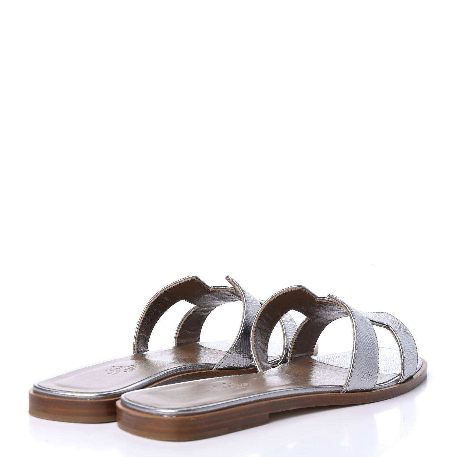 Hermes Metallic Epsom Oran Sandals 38 Gris Argente 4 of 11