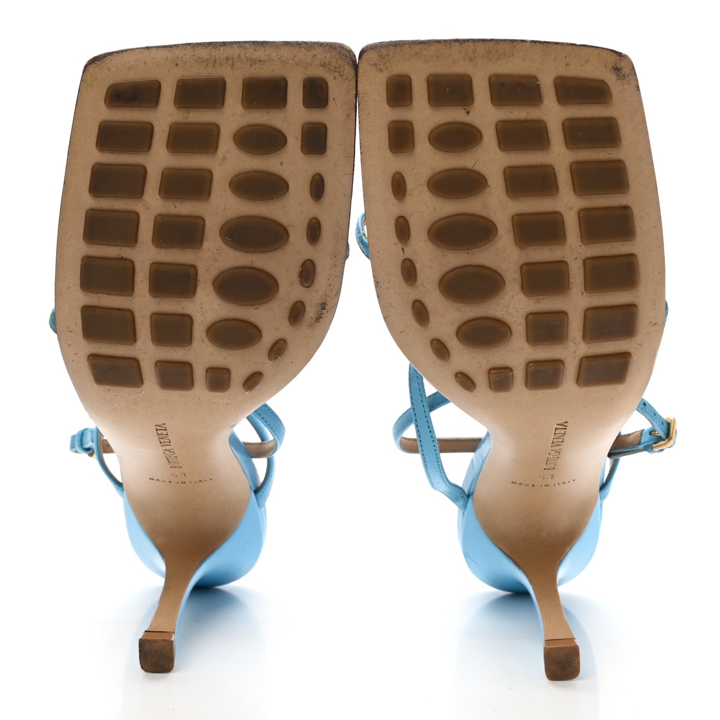 Lambskin Stretch Multi Strap 90mm Sandals 41 Sky Blue