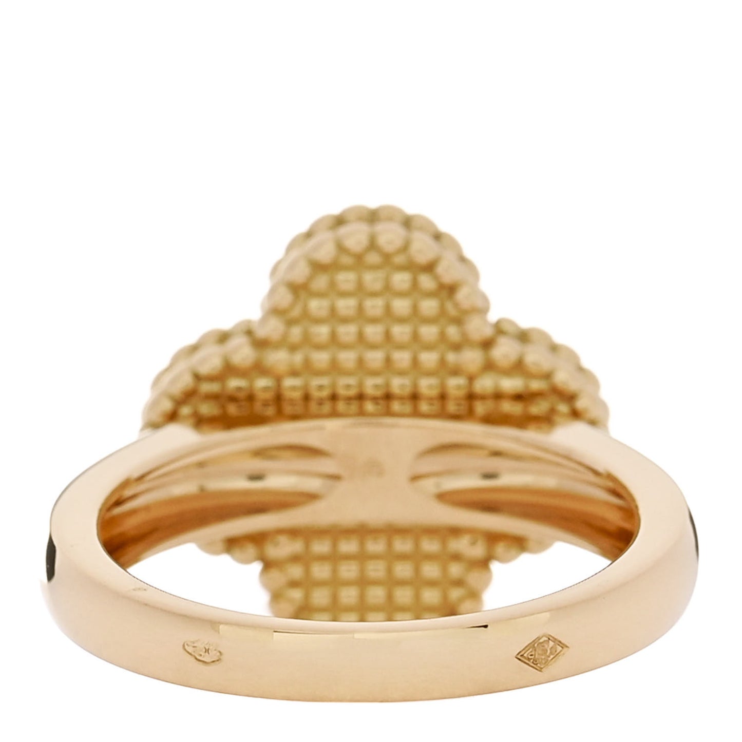 18K Yellow Gold Diamond Mother of Pearl Vintage Alhambra Ring 51 5.75