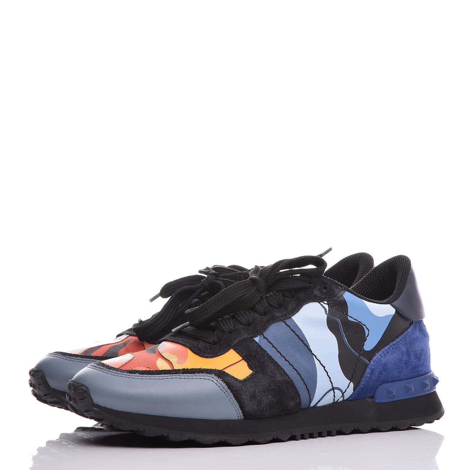 Valentino Garavani Nappa Suede Camouflage Mens Rockrunner Sneakers 39 Multicolor 3 of 14