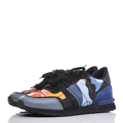Valentino Garavani Nappa Suede Camouflage Mens Rockrunner Sneakers 39 Multicolor 3 of 14