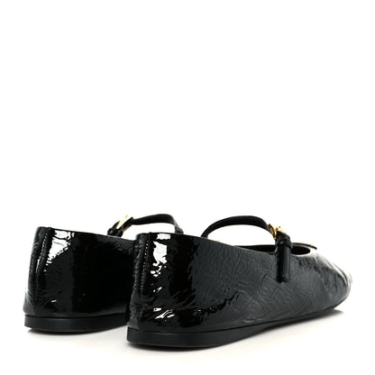 Prada Patent Calfskin Triangle Ballerina Flats 40 Black 5 of 10