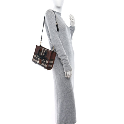 Burberry E-Canvas Check Calfskin Mini Freya Tote Dark Birch Brown 2 of 8