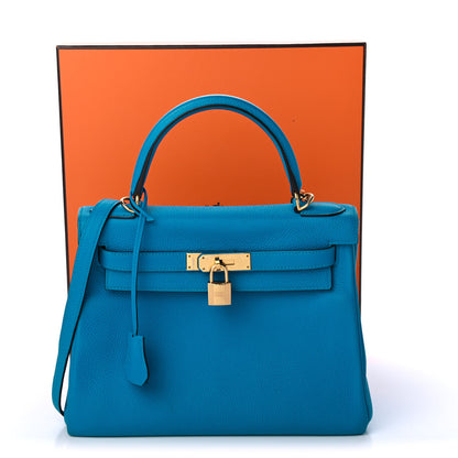 Hermes Togo Kelly Retourne 28 Bleu Zanzibar 10 of 10