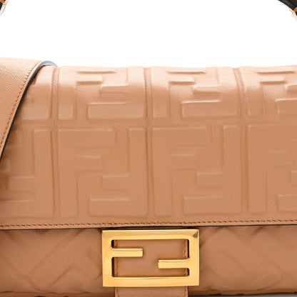 Fendi Nappa FF 1974 Embossed Baguette Miele Scuro 7 of 9
