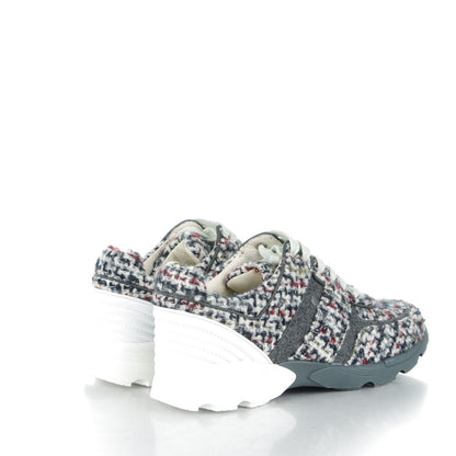 Chanel Tweed Calfskin Sneakers 38 Ecru Navy 4 of 7