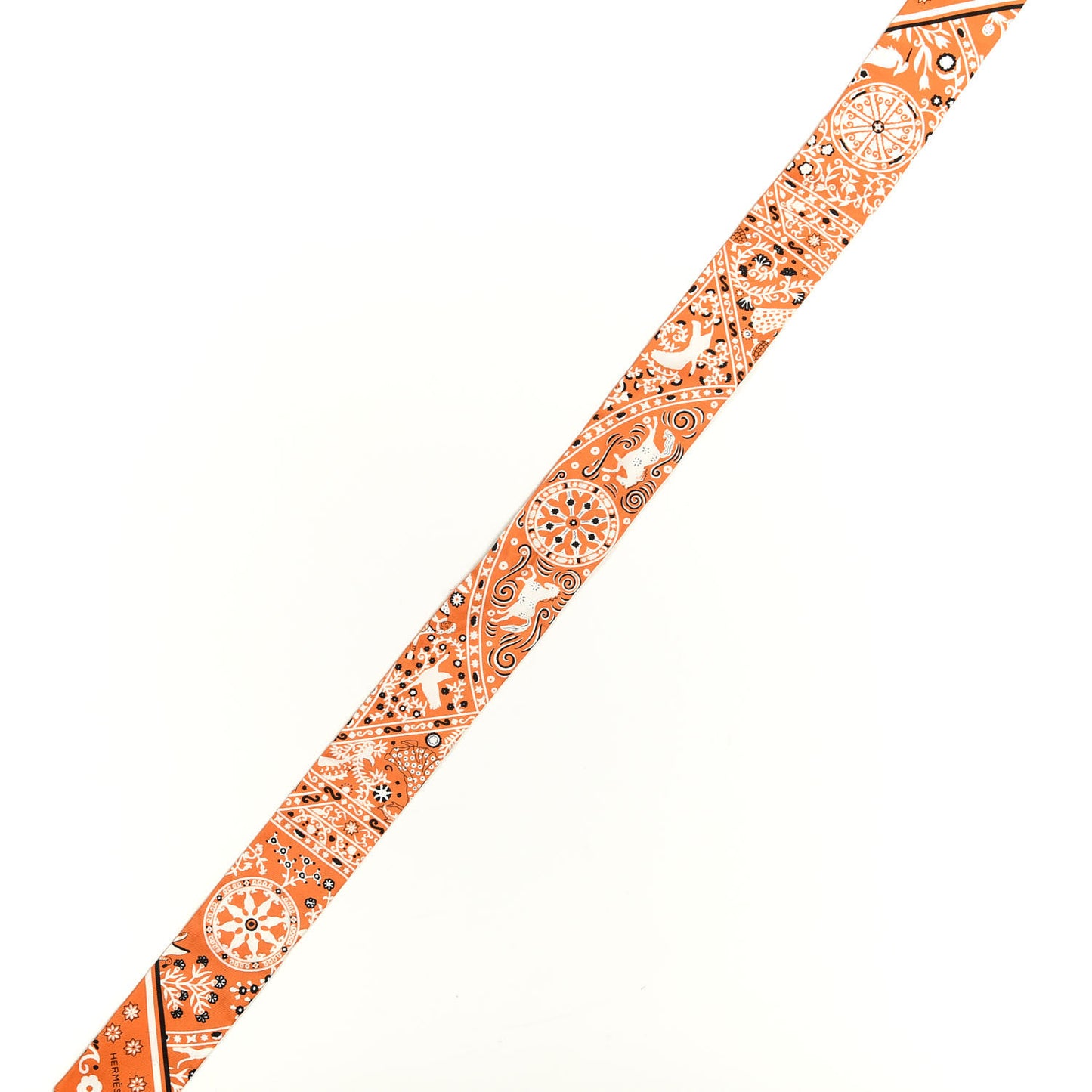 Silk Peuple Du Vent Bandana Twilly Orange Black White